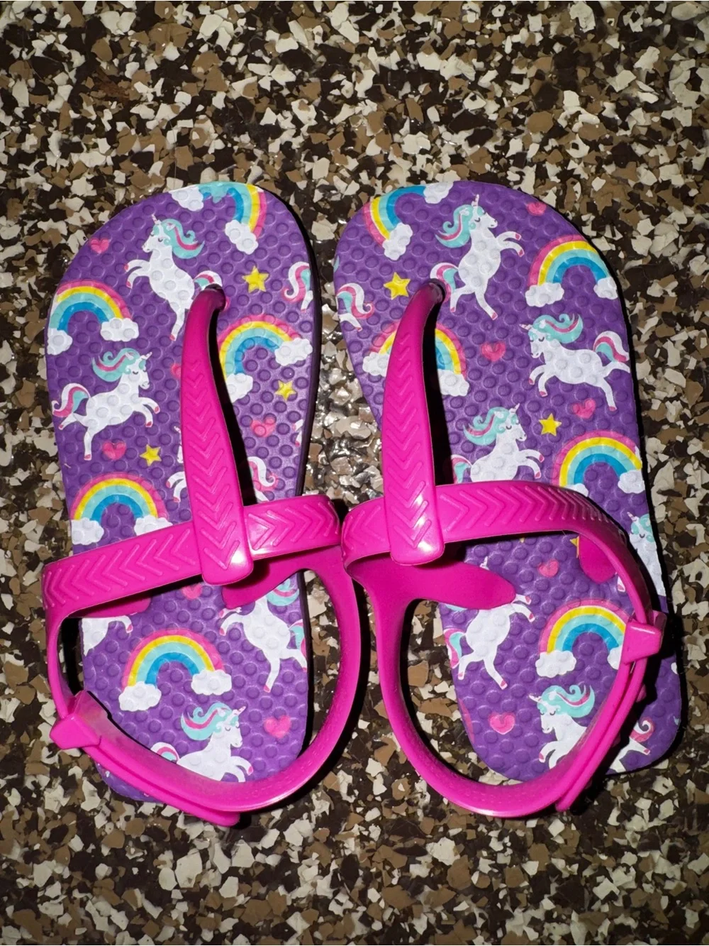 Toddler Girls Flip Flop Sandal Lot Size 6/7 & 7/8 Minnie Unicorn Hearts Zebra